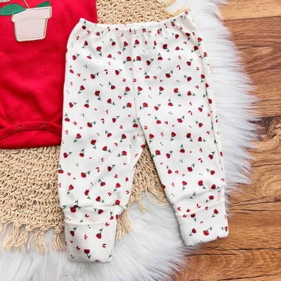 Conj. de Malha 3 peças - Vaso de Flores - Vermelho e Off White Conj. de Malha 3 peças - Vaso de Flores - Vermelho e Off White